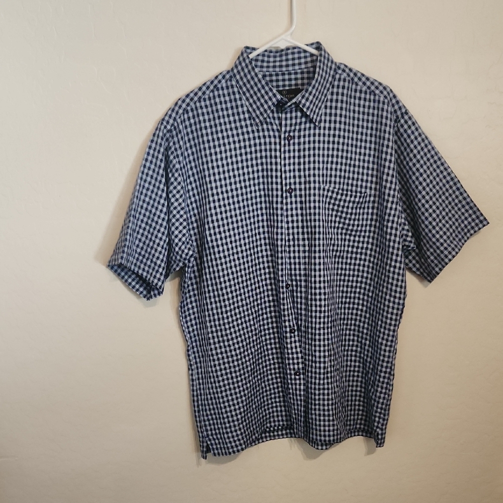 Bugatchi Blue Checkered Casual Shirt